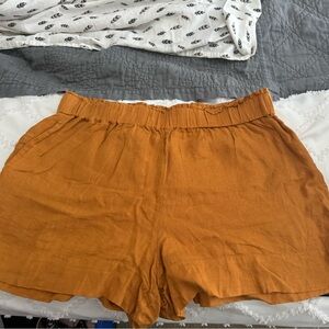 Lou & Grey XL Mustard Yellow Linen Shorts